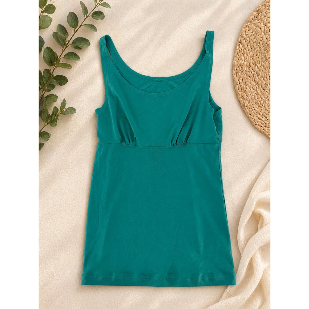 Miraclesuit Tank Top Women L Teal Shapewear Pleated Scoop Neck Camisole